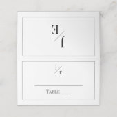 Minimalistische monogram bruiloft | Wit Plaatskaartje (Buitenkant ongevouwen)