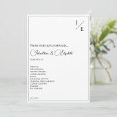 Minimalistische monogram bruiloft | Wit Programmakaart (Staand voorkant)