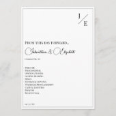 Minimalistische monogram bruiloft | Wit Programmakaart (Voorkant)