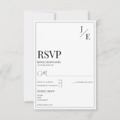 Minimalistische monogram bruiloft | Wit RSVP Kaartje (Voorkant)