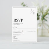 Minimalistische monogram bruiloft | Wit RSVP Kaartje (Staand voorkant)
