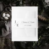 Minimalistische monogram bruiloft | Wit Uitnodigingen Wikkel