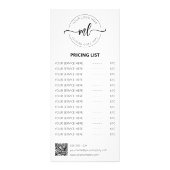 Minimalistische Monogram Business Logo prijslijst Reclamekaart (Voorkant)