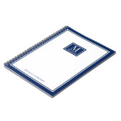 Minimalistische Monogram Chic Dubbele Rand Navybla Notitieboek (Linkerzijde)