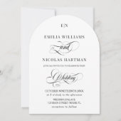 Minimalistische Monogram Classic White Wedding Kaart (Voorkant)