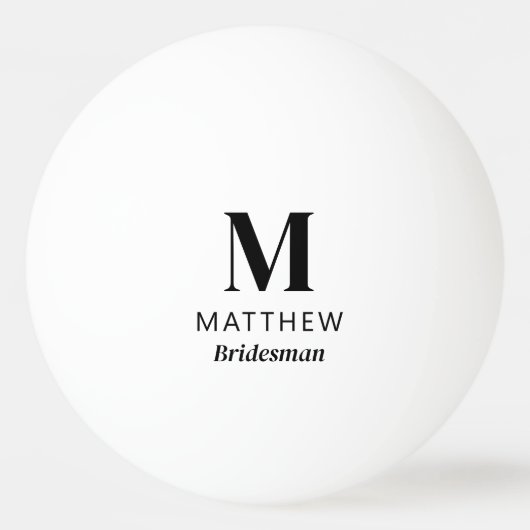 Minimalistische Monogram Custom Bridesman Gift Een Pingpongbal (Voorkant)