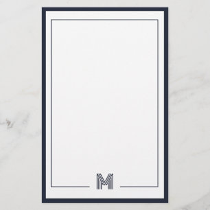 Minimalistische Monogram Dubbele Rand Briefpapier