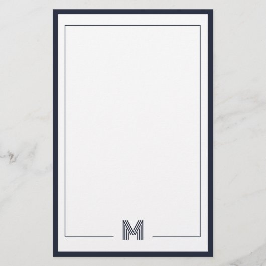 Minimalistische Monogram Dubbele Rand Briefpapier (Voorkant)