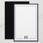 Minimalistische Monogram Dubbele Rand Briefpapier (Voorkant / Achterkant)
