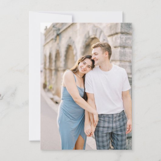 Minimalistische Monogram Elegante Formele Trouwfot Kaart (Achterkant)