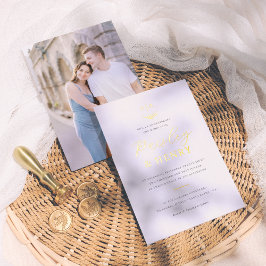 Minimalistische Monogram Elegante Foto Formele Huw Folie Uitnodiging