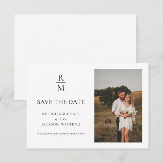 Minimalistische Monogram Foto De datum opslaan (Voorkant / Achterkant)