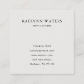 Minimalistische Monogram Geometrische Grafische De Vierkante Visitekaartje (Achterkant)