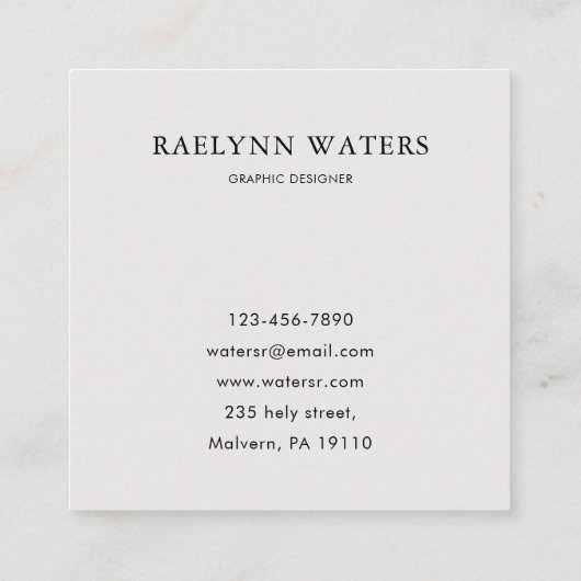 Minimalistische Monogram Geometrische Grafische De Vierkante Visitekaartje (Achterkant)