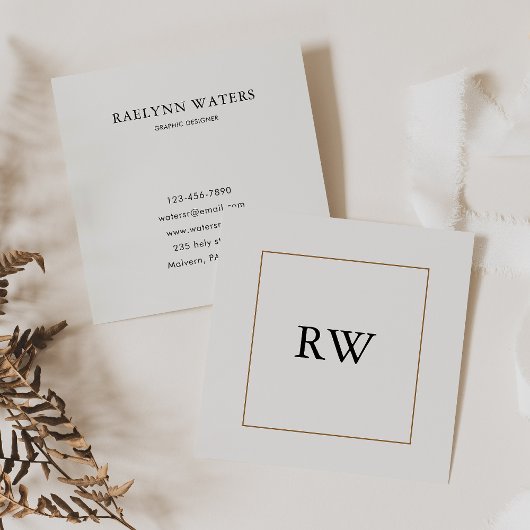 Minimalistische Monogram Geometrische Grafische De Vierkante Visitekaartje