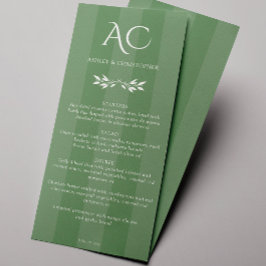 Minimalistische Monogram Gestreepte Gedempte Groen Menu