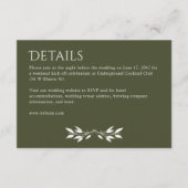 Minimalistische Monogram Gestreepte Olijfgroen Det Informatiekaartje (Voorkant)