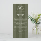 Minimalistische Monogram Gestreepte Olijfgroene Hu Menu (Staand voorkant)