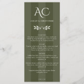 Minimalistische Monogram Gestreepte Olijfgroene Hu Menu (Voorkant)
