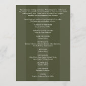 Minimalistische Monogram Gestreepte Olijfgroene Hu Programmakaart (Achterkant)