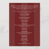 Minimalistische Monogram Gestreepte Rozenhout Rode Programmakaart (Achterkant)