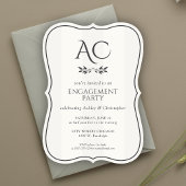 Minimalistische Monogram Gestreepte Witte Verlovin Kaart