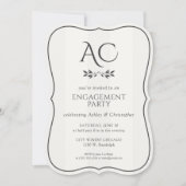 Minimalistische Monogram Gestreepte Witte Verlovin Kaart (Voorkant)