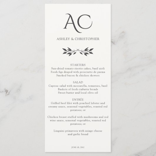 Minimalistische Monogram Gestreepte Zachte Witte H Menu (Voorkant)