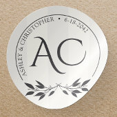 Minimalistische Monogram Gestreepte Zachte Witte H Ronde Sticker
