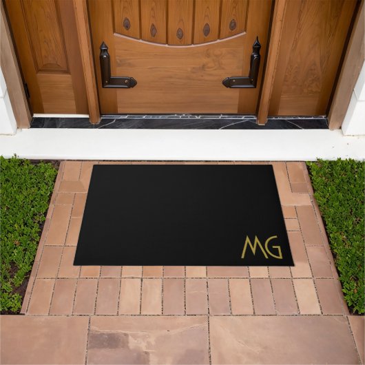Minimalistische Monogram Goud Zwart Beginletters Deurmat (Buiten)