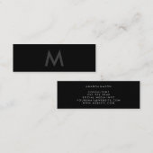 Minimalistische Monogram Grijze Zwarte Achtergrond Mini Visitekaartje (Voorkant / Achterkant)