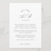 Minimalistische Monogram Huwelijksprogramma kaart (Voorkant)