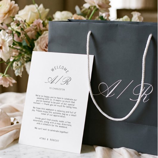 Minimalistische Monogram Huwelijksprogramma kaart