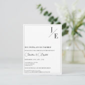 Minimalistische Monogram Huwelijksrepetitie Diner Kaart (Staand voorkant)