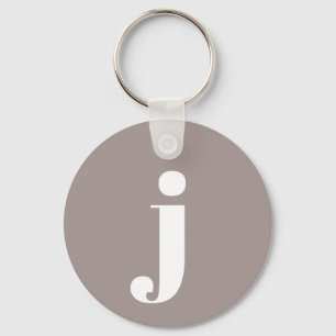 Minimalistische monogram initiaal in taupe bruin sleutelhanger