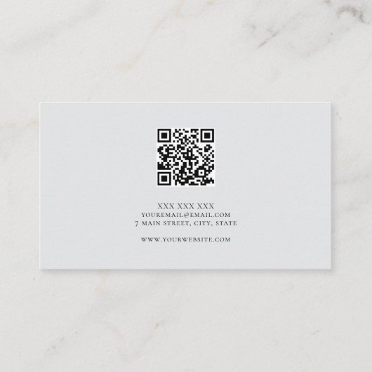 Minimalistische Monogram Initialen QR Code Profess Visitekaartje (Achterkant)