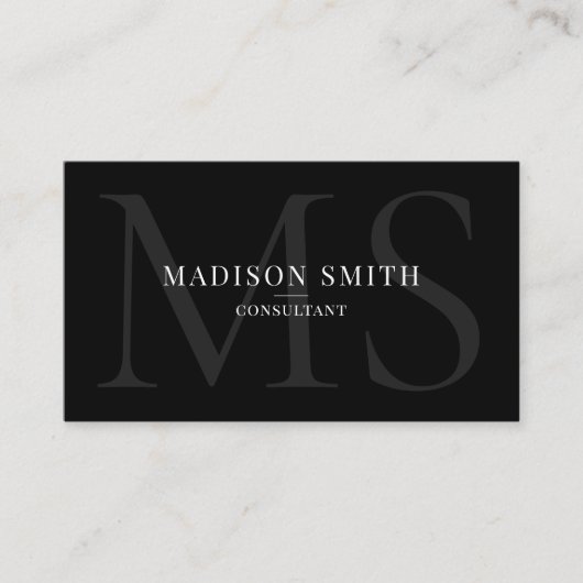 Minimalistische Monogram Initialen QR Code Profess Visitekaartje (Voorkant)