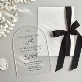 Minimalistische Monogram Klassieke Huwelijk Acryl Uitnodigingen