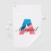 Minimalistische monogram letter A koraalblauw wit Golfhanddoek (Insitu)
