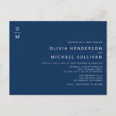 Minimalistische Monogram Marine Blauwe QR Code Tro Uitnodiging Briefkaart (Voorkant)