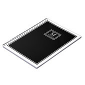 Minimalistische Monogram Mode Dubbele Rand Zwart Notitieboek (Linkerzijde)