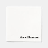 Minimalistische monogram naam Retro Simple White Servet (Voorkant)