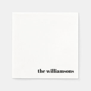 Minimalistische monogram naam Retro Simple White Servet