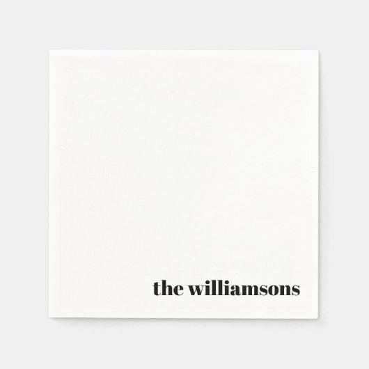 Minimalistische monogram naam Retro Simple White Servet (Voorkant)