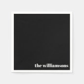 Minimalistische monogram naam Retro Zwart Wit Servet (Voorkant)