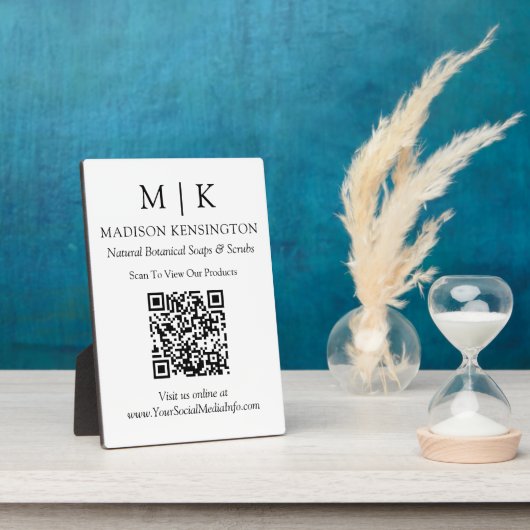 Minimalistische Monogram of Zakelijk QR-code met l Fotoplaat (Zijkant)