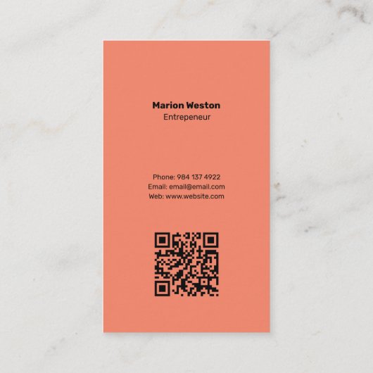 Minimalistische Monogram Pastel QR-code Visitekaartje (Achterkant)