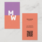Minimalistische Monogram Pastel QR-code Visitekaartje (Voorkant / Achterkant)