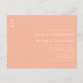 Minimalistische Monogram Peach QR Code Wedding Uitnodiging Briefkaart (Voorkant)