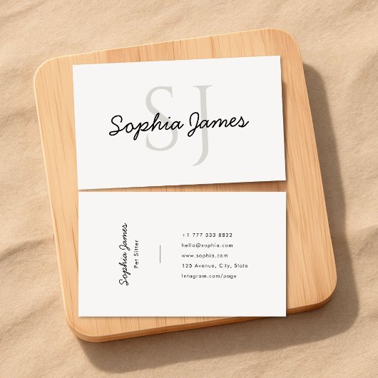 Minimalistische Monogram Script Huisdier Oppas Visitekaartje